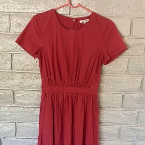 Madewell Tomato Red Cotton Short Sleeve Midi Dress with Cut Out Back-Size 2